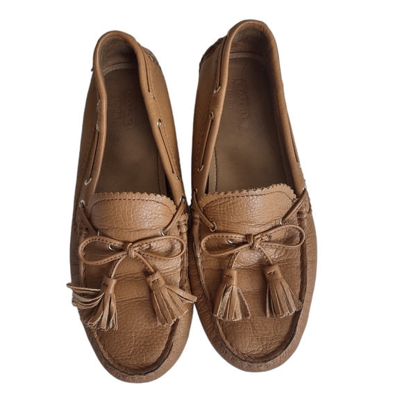 Coach Shoes Coach 9 Nadia Leather Tan Driving Loafers Poshmark
